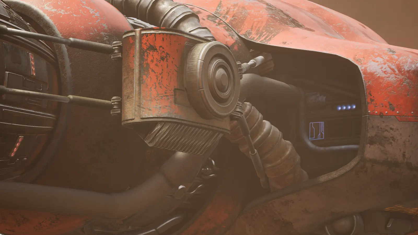Close-up of the Scarab jet engine, every bolt modeled