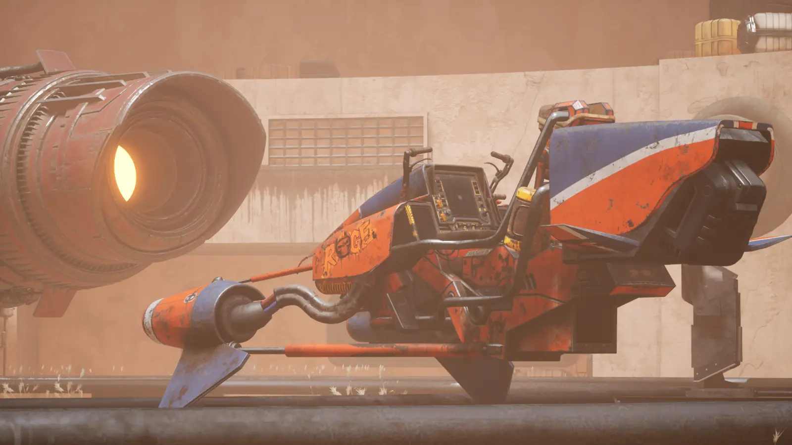 VR cockpit view with HUD elements visible